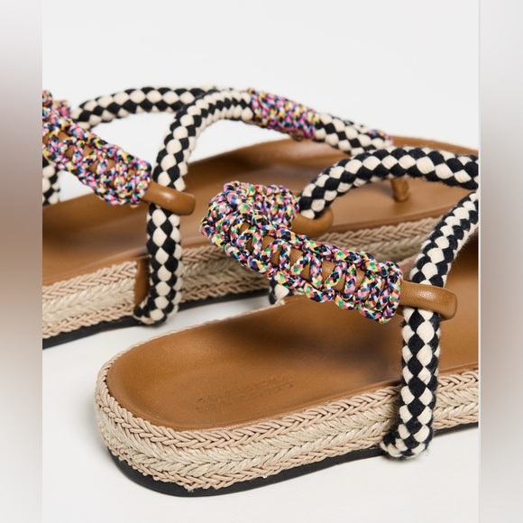 ISABEL MARANT Gypso Leather Braided Rope Sandals Multicolor Size 38 - Picture 2 of 10